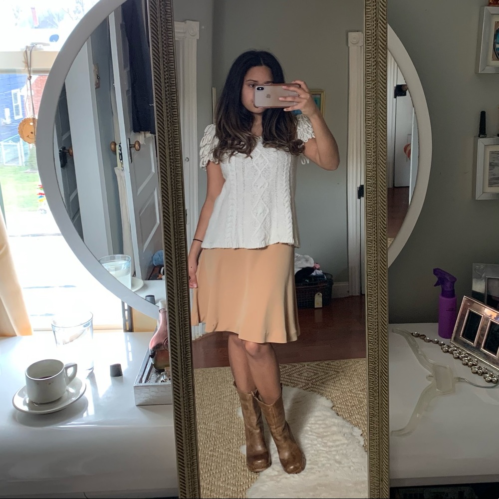 Romantic Salvatore Ferragamo Nude Skirt SZ: S
